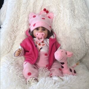 Life Like Baby Doll Set with Giraffe,Hat, Jacket and Pacifier